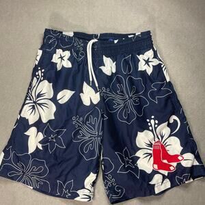 Boston Red Sox Boys Swim Trunks S MLB Blue Floral Mesh Lined Shorts